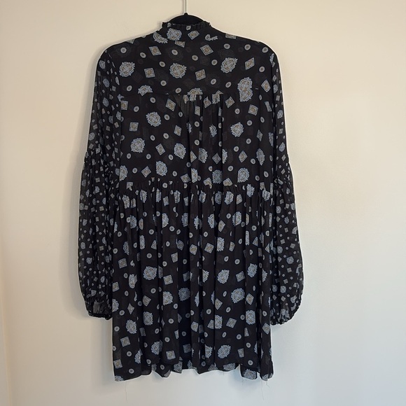 Free People Chiffon Mock Neck Turn Turn Summer Mini Dress - Picture 7 of 7